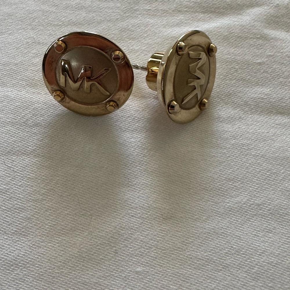 Michael Kors Gold Logo Stud Earrings - Picture 2 of 6